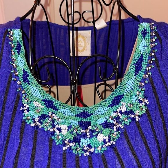 Ric Rac flowy boho top w bead detail S - Picture 2 of 6